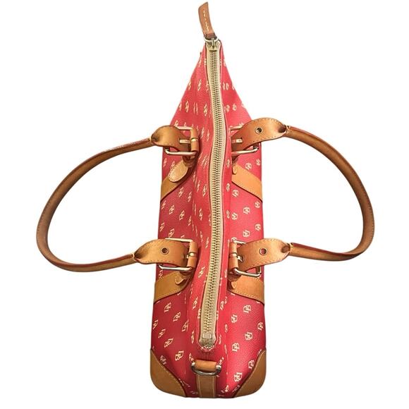 Vintage | Dooney & Bourke | Red Monogrammed Logo Signature Satchel Handbag - Picture 4 of 15